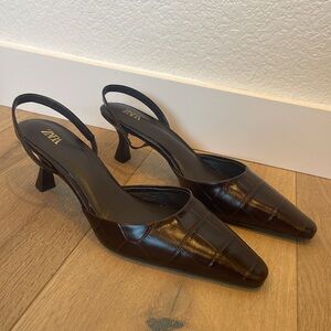 Zara brown slingback heels